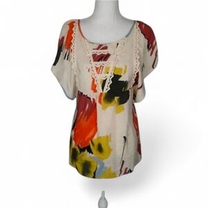 EDME & ESYLLYTE Colorful Abstract Silk Lace Contrast Tie Back - Size 14